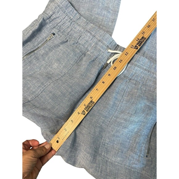 Athleta‎ Cabo Linen Jogger Pants Tapered Pull On Chambray Blue Women Size 14 - Picture 11 of 13